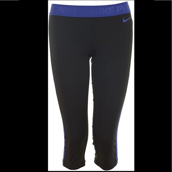 Nike Pro Black & Blue Hypercool Flash Capri Leggings - Picture 13 of 13